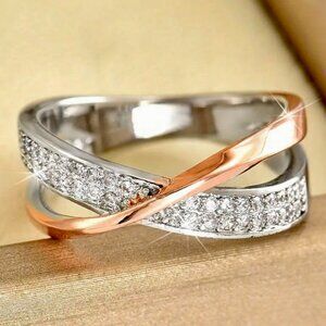 18K Gold Plated Cross Band Ring Size 6